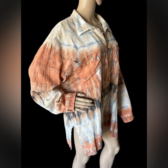 One Teaspoon Hand Dyed Mirage Muslin Long Sleeve 100% Cotton Shirt Women Size M - Picture 6 of 14